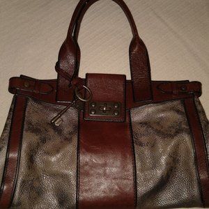 Fossil Long Live Vintage 1954 hand bag grey/brown and leather bag purse